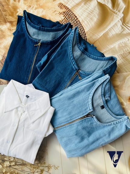 Stylish Denim Gown with Inner Shirt – Feeding-Friendly & Modest Wear